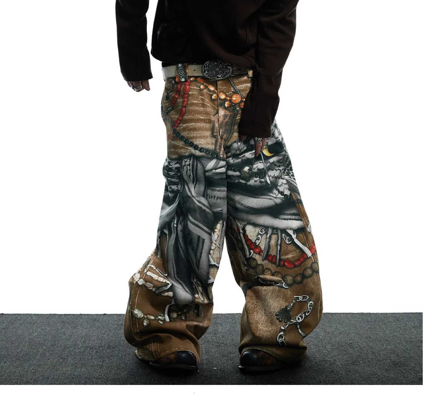 Men's Jeans Men Jeans Y2k Gyaru Punk Oversize 3D Print Denim Pants Vintage Hiphop Grunge Baggy Denim Trousers Alternative Clothes H260924 - view 4