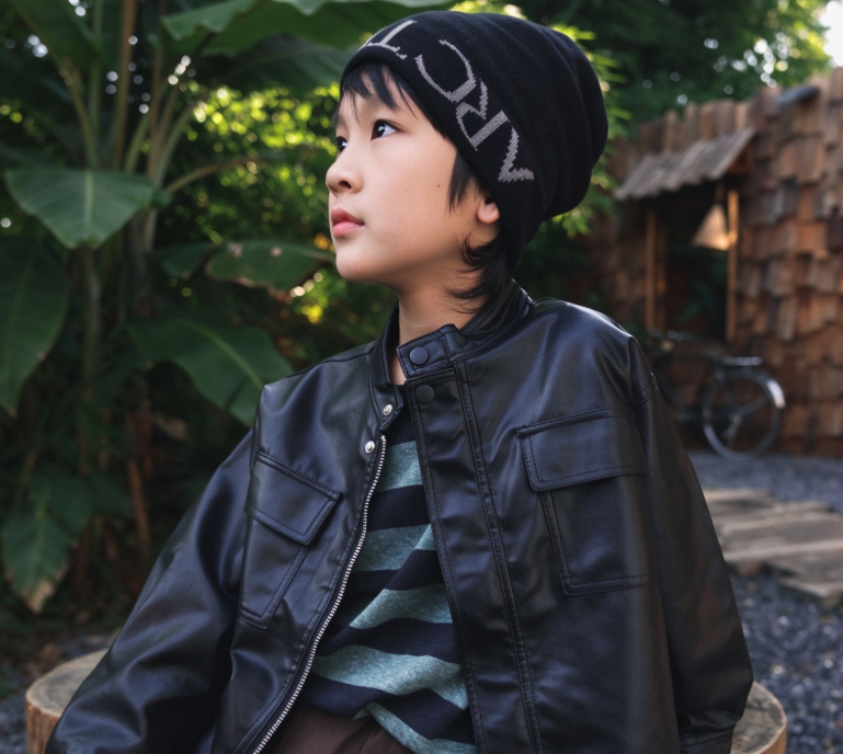 Boys Mountain Style Stand Collar PU Leather Moto Jacket, Kids Zip Up Biker Faux Leather Coat, Windproof Casual Outerwear 26AG7056 - view 5