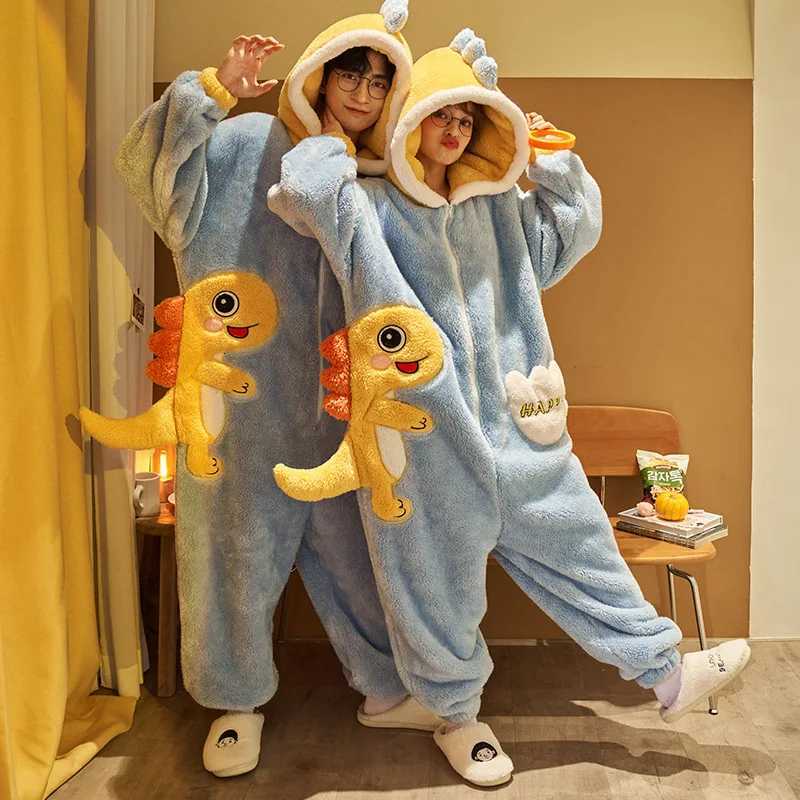 Sleep Lounge Women's Christmas Pajamas Flannel Women Anime Onesies Adults Animal Overalls Thicken Homewear Men Warm Winter Sleepwear Fleece Jumps - view 6