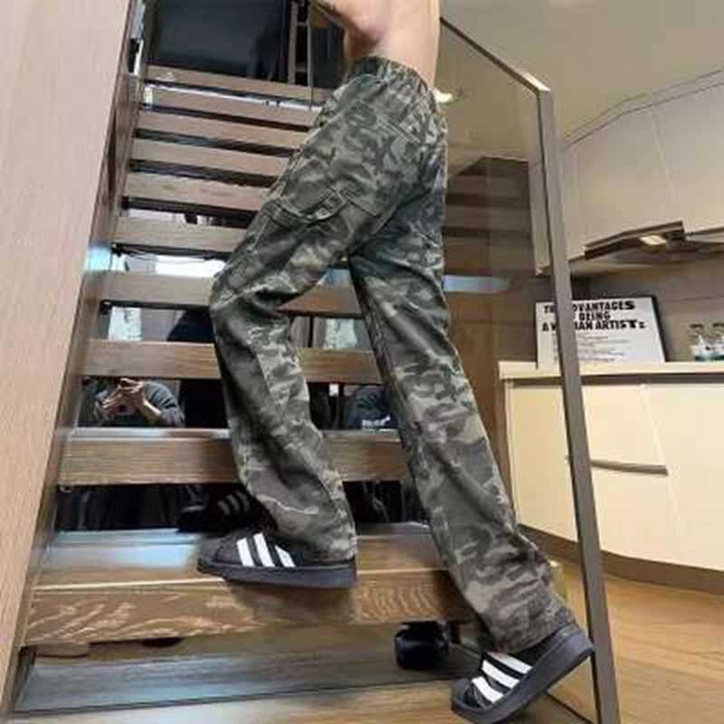 Men's Jeans American High Street Retro Waed Camouflage Men's Jeans Spring Autumn Trendy Hiphop Casual Flared Workwear Straight Leg Pants H26 - view 5