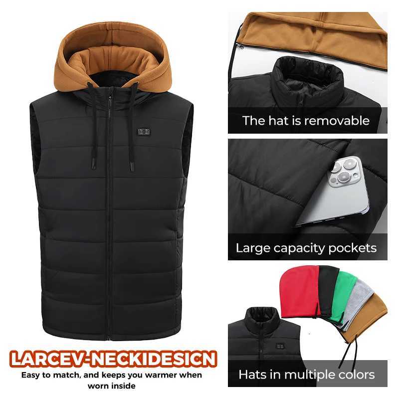 Zone Outdoor Jackets Hoodies 15 Heated Vest USB Rechargeable Smart Temp Control Soft Thermal Waistcoat For Outdoor Working Unisex Machine Washable N26 - view 6