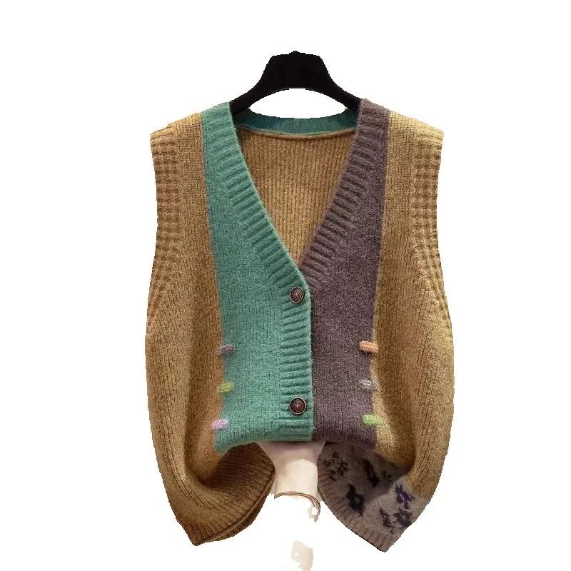 Knit Cardigan Spring Autumn Women Vest New Fashion Loose All-Match Sweater Waistcoat Ladies V-Neck Sleeveless Jacket Top - view 7