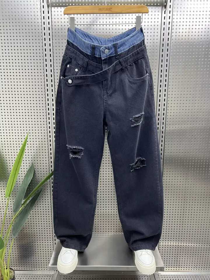 Men's Jeans New Men's Ripped Jeans Baggy Straight Fashion Vintage Blue Denim Pants Personality Streetwear Hip Hop Male Trousers H260924 - view 6