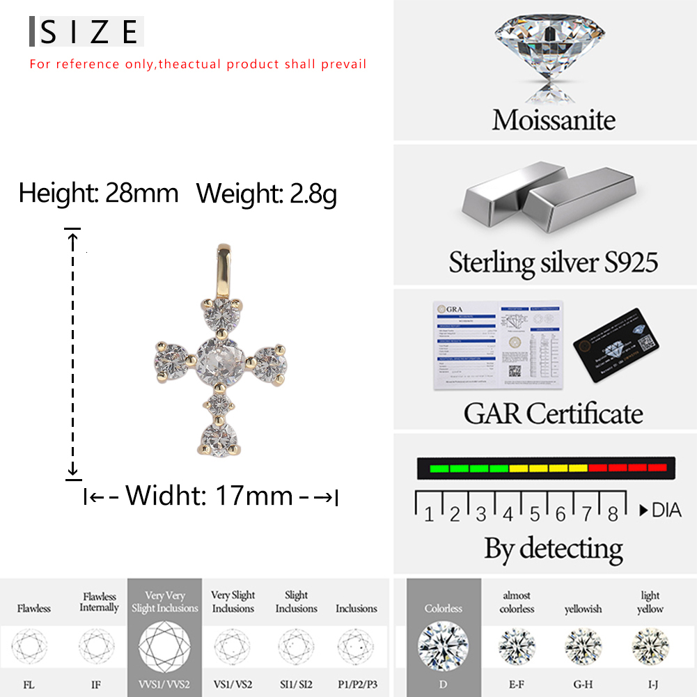 S925 Silver Cross Pendent Necklace Sterling Silver 925 Jewelry Fine Jewelry Cross Round Diamond Hip Hop Jewelry - view 6