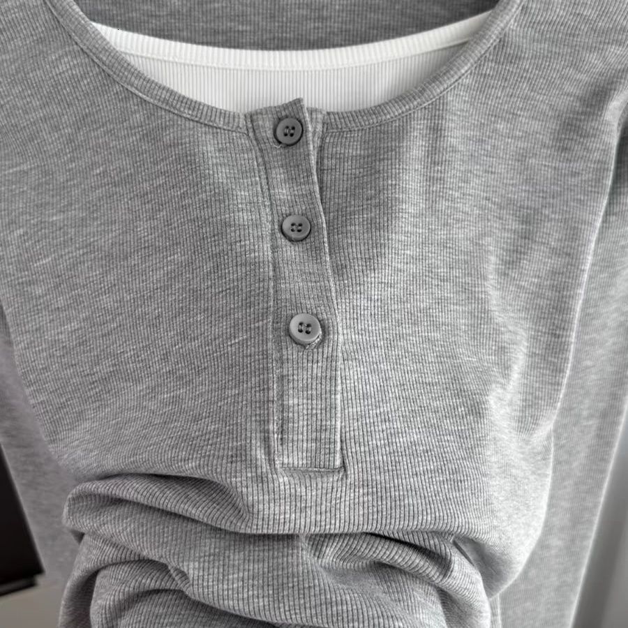 Women's Loose Long Sleeve T-Shirt Thin Base Layer Shirt Inner Wear Spring Summer Autumn Seasonal Top Casual Fashion Basic Design - view 4