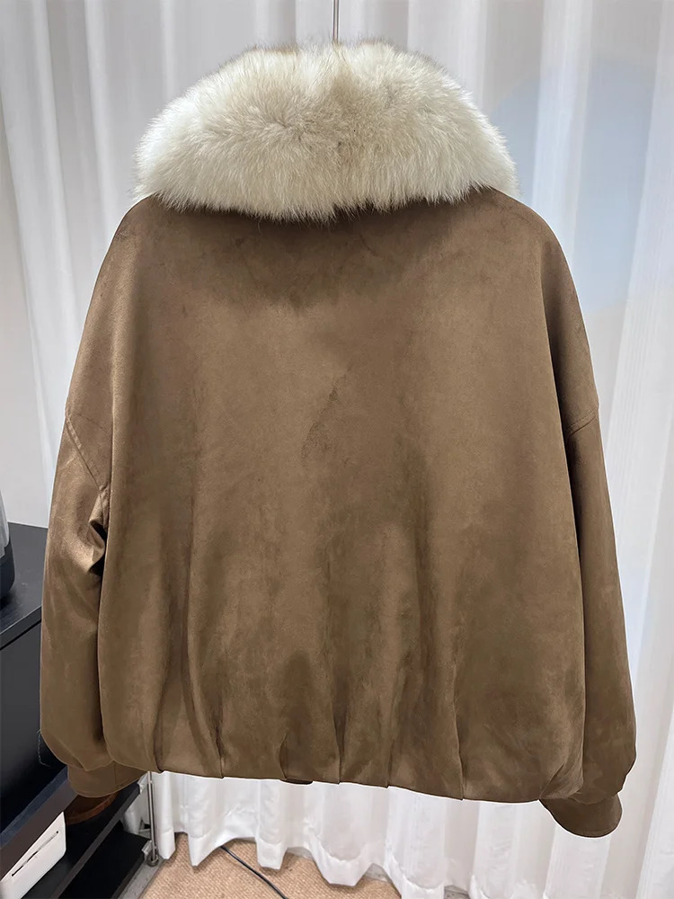 Winter Natural Fox Fur Collar Goose Down Jacket Women Motorcycle Suit y Puffer Jackets Clothing 260924 - view 5