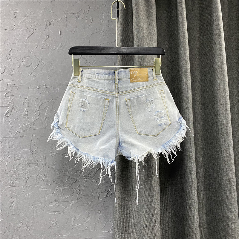 Sexy Low-waisted Denim Shorts 2026 New Summer Hole A Wide-leg Pants Ripped Jeans for Women - view 4