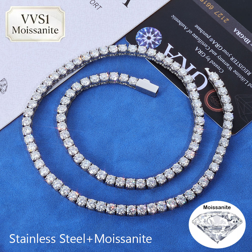 FLEXKING Stainless Steel VVS1 Moissanite Tennis Chain 3/4/5mm Iced Out Lab Moissanite Necklace Bracelet Hip Hop Party Jewelry - view 4