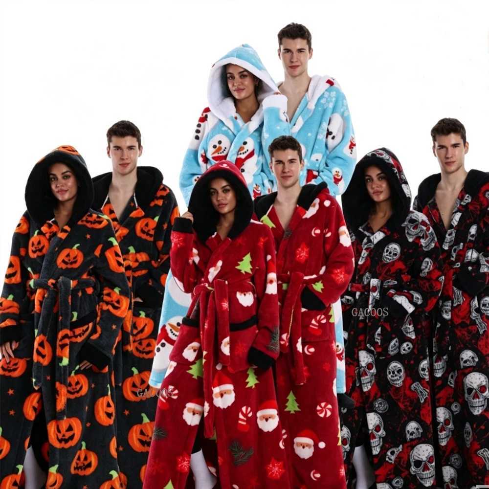 Sleep Lounge Women's Winter Women Flannel Robes Adult Hoodies Fleece Warm Soft Extra Long Sweatshirt for Women Men Halloween Costumes Ladies Paja
