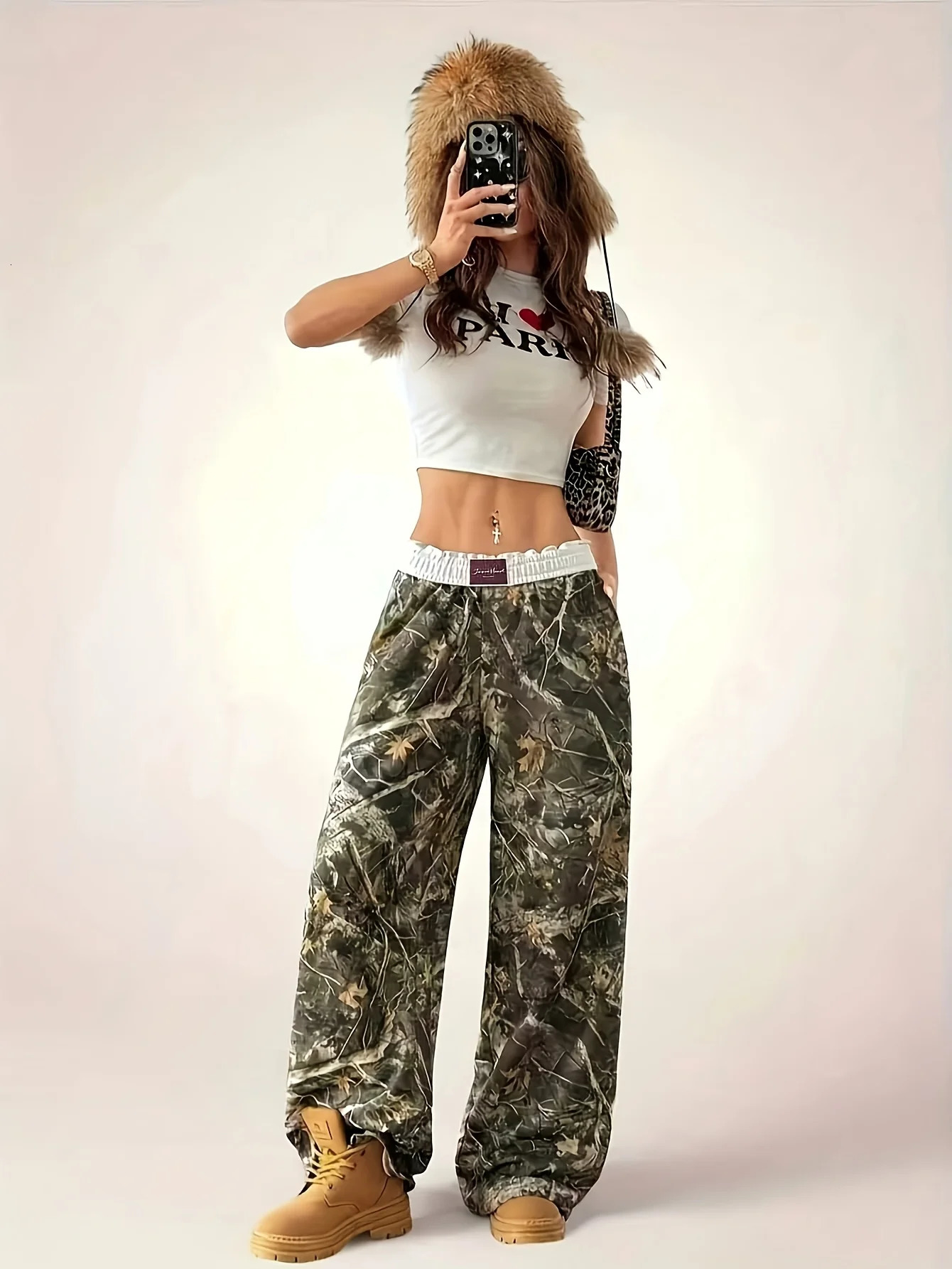 Ladies Casual Camouflage Printed WideLeg Pants Are Comfortable to Wear and Suitable for Daily Travel 260924