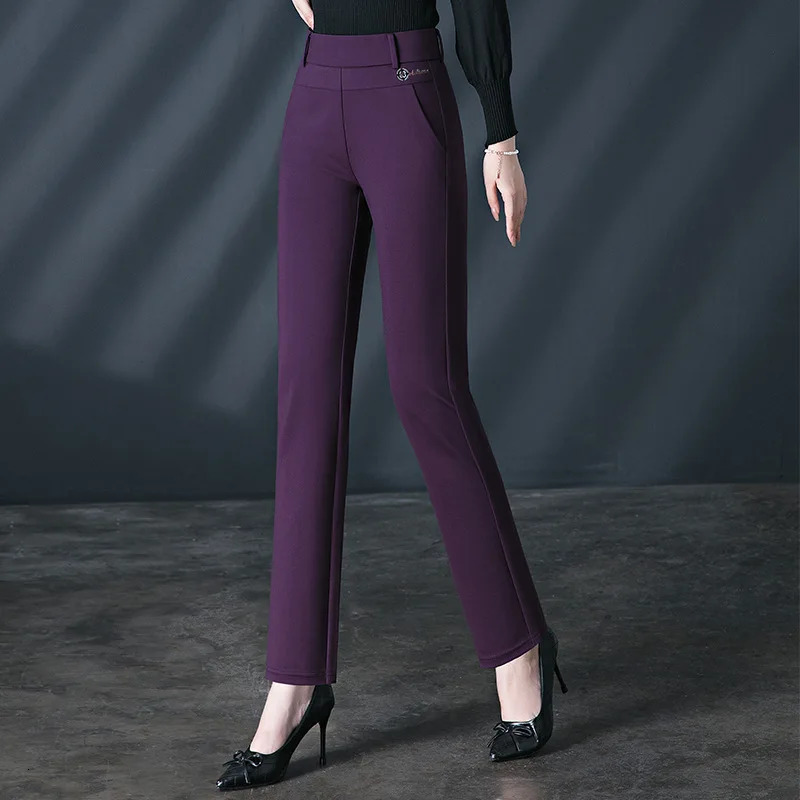2026 Women's Black Stretch Suit Pants Fashion Purple Slim Trousers Green Brown Pantalones 27-34 260923 - view 3