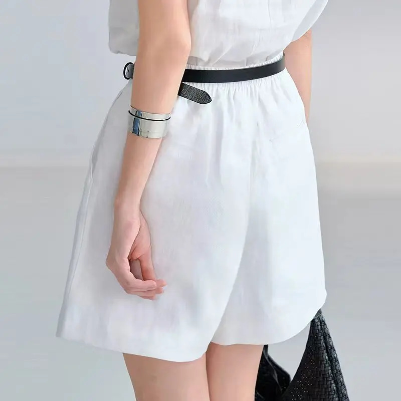 HighQuality 100% Linen Womens Shorts 2026 Summer Office Ladies Twill Soft And Loose HighWaisted Straigh Pants Girl 260924 - view 3