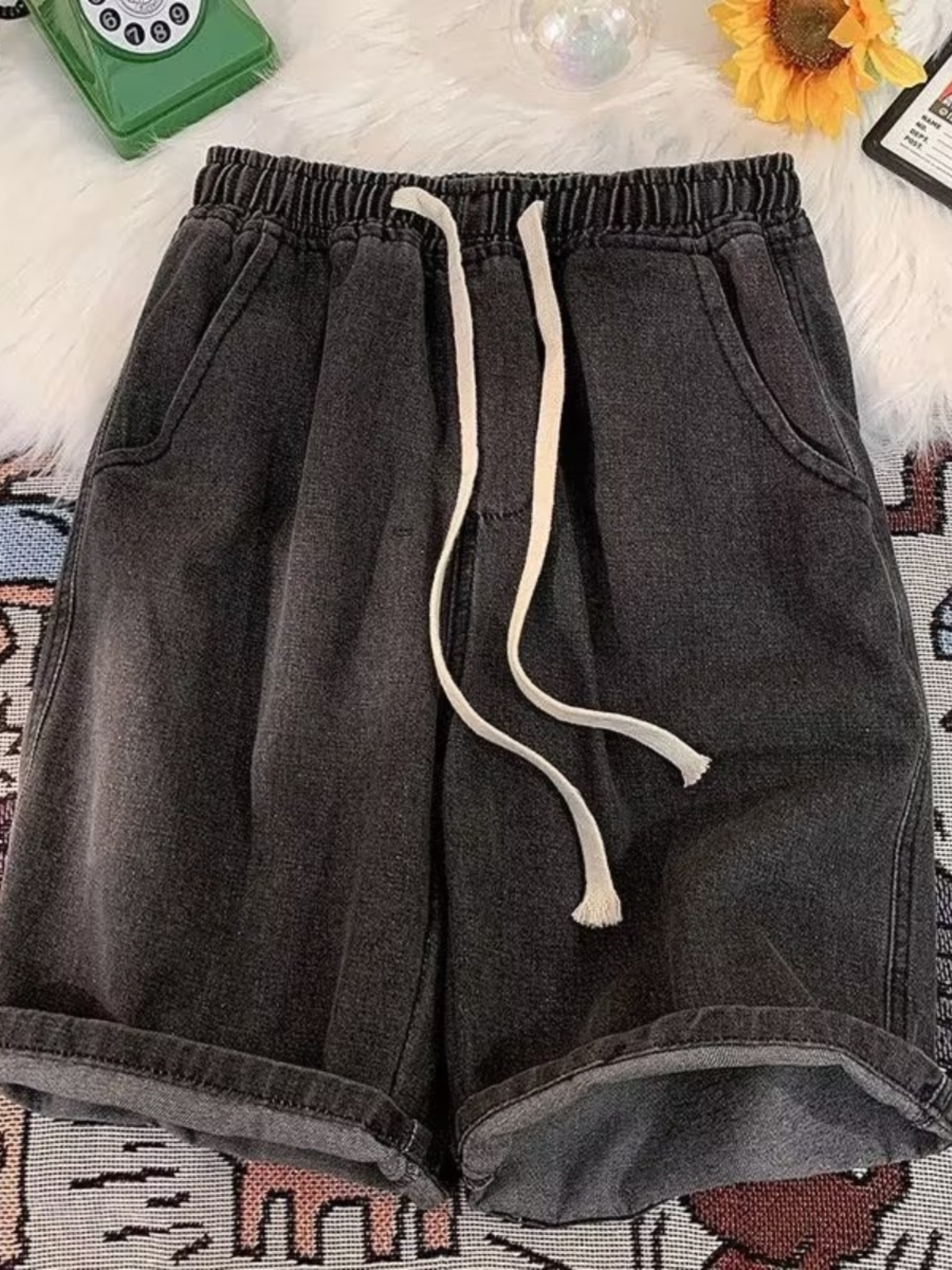 Summer Loose Fit High Waist Straight Leg Jeans Women's Thin Material Five-Quarter Length Wear Resistant Casual Shorts - view 5
