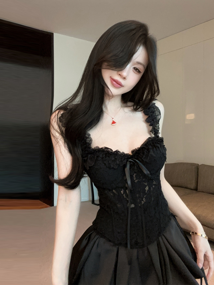 Elegant Lace Trimmed Sleeveless Vest And High Waist Skirt Set Women's Fashion Spring Summer Autumn Casual Short Length Zipper... - view 5