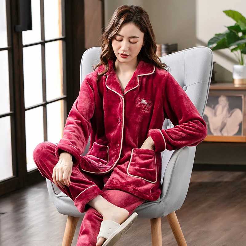 Lounge Women's Sleep New arrival winter long sleeve coral fleece pyjamas women thick flannel cardigan pajamas fashion flower big yards pijamas mu - view 4