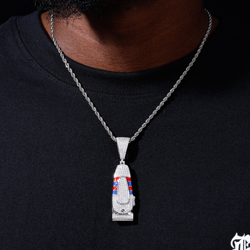TUHE Hip Hop Barber Clipper Pendant Necklace Copper Moissanite Diamond Iced Out Cuban/Twist Chain Unisex Streetwear Jewelry - view 5
