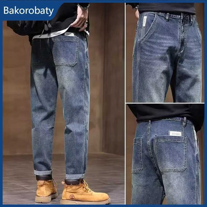 Men's Jeans 2026 New High Street Straight Baggy Denim Pants For Man Casual Appliques Youth Y2K Jeans Spring American Retro Fashion Blue Jean H260 - view 5