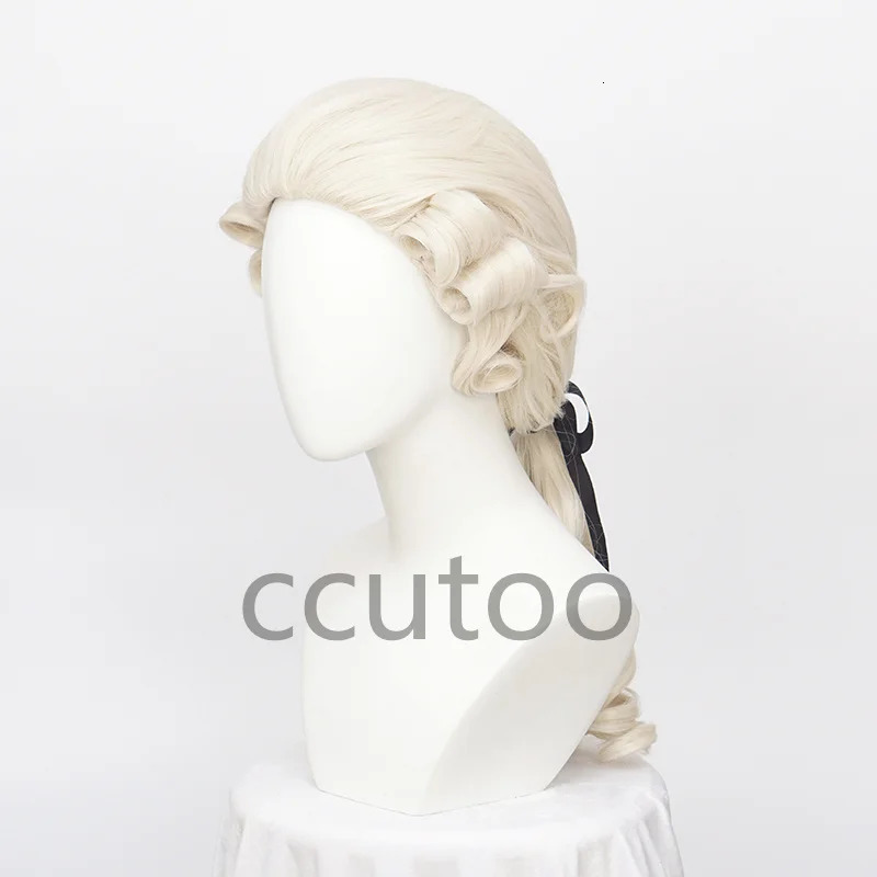 ccutoo Synthetic Lawyer Judge Baroque Curly Costume Wigs Deluxe Historical Long Blonde Cosplay Wig For Halloween Wig Cap 260922 - view 4
