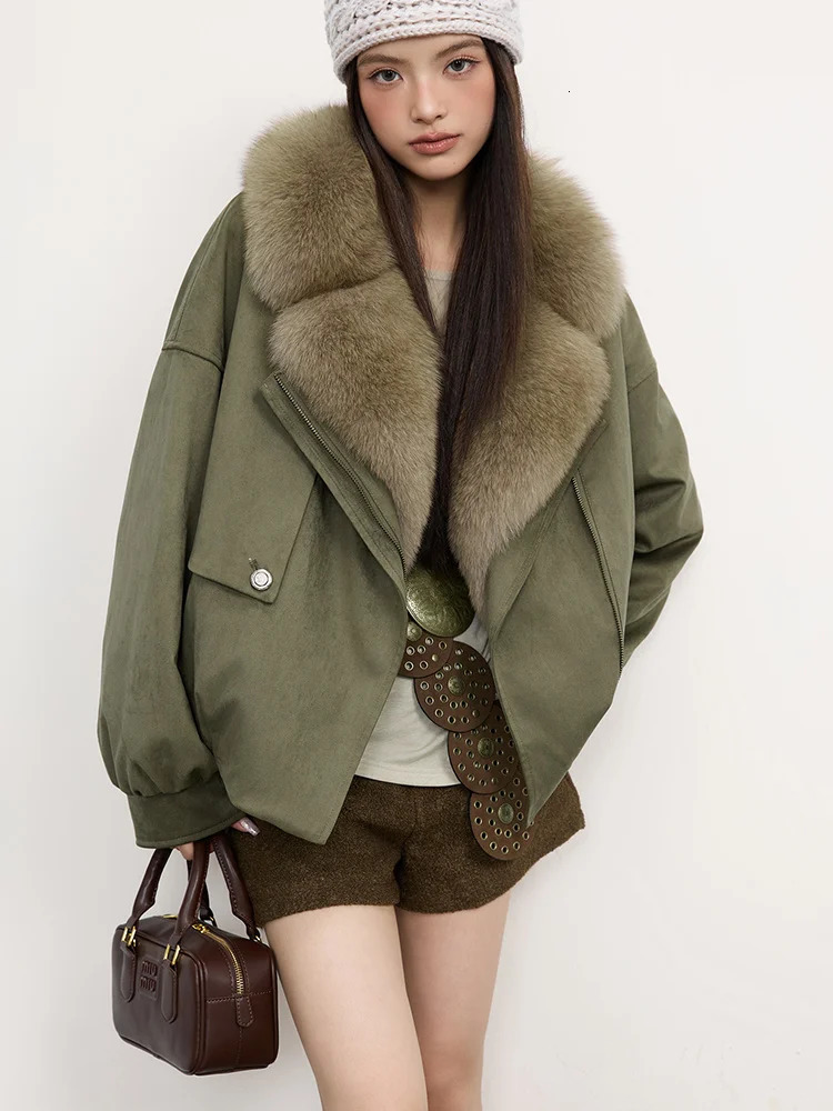 Winter Natural Fox Fur Collar Goose Down Jacket Women Motorcycle Suit y Puffer Jackets Clothing 260924 - view 3