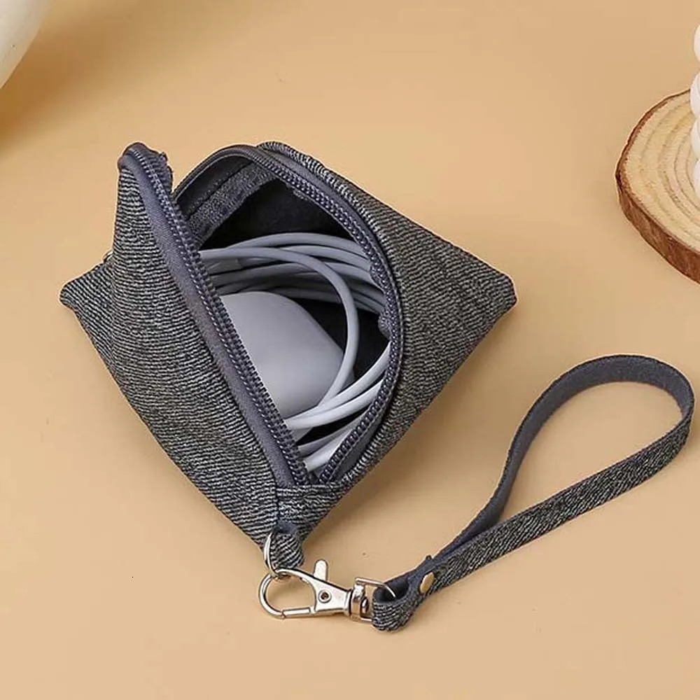 Polyester Denim Zongzi Pendant Pouch Chinese Style Solid Color Triangle Cloth Hanging Bag Antilost Mini Coin Purse Key Chain 260924 - view 3