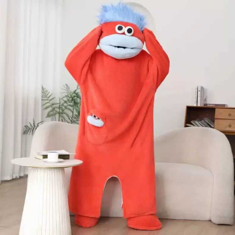 Lounge Women's Sleep New Big Mouth Monster Cute Funny Onesie Pajamas Thickened Coral Fleece Homewear For Couples Men Women Autumn Cartoon Pajamas - view 7
