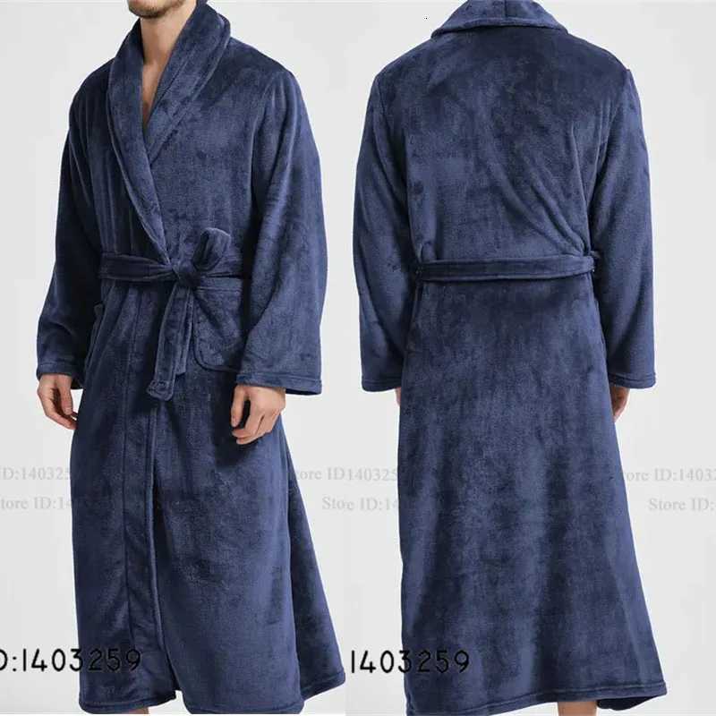 Sleep Lounge Women's Winter Thicken Flannel Long Robe Couple Sleepwear Kimono Bathrobe Gown Loose Casual Male Homewear Nightwear Coral Fleece Paj - view 5