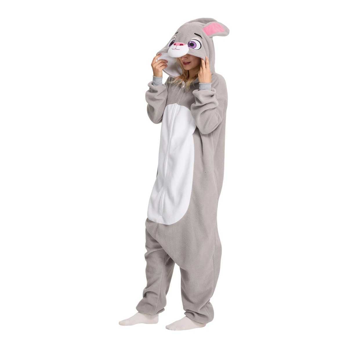 Lounge Women's Sleep ELEIMOS Halloween Onesie Gray Rabbit For Women Men Adult Animal Kigurumis Pyjamas Cartoon Pajama Homewear Cosplay CostumeC26