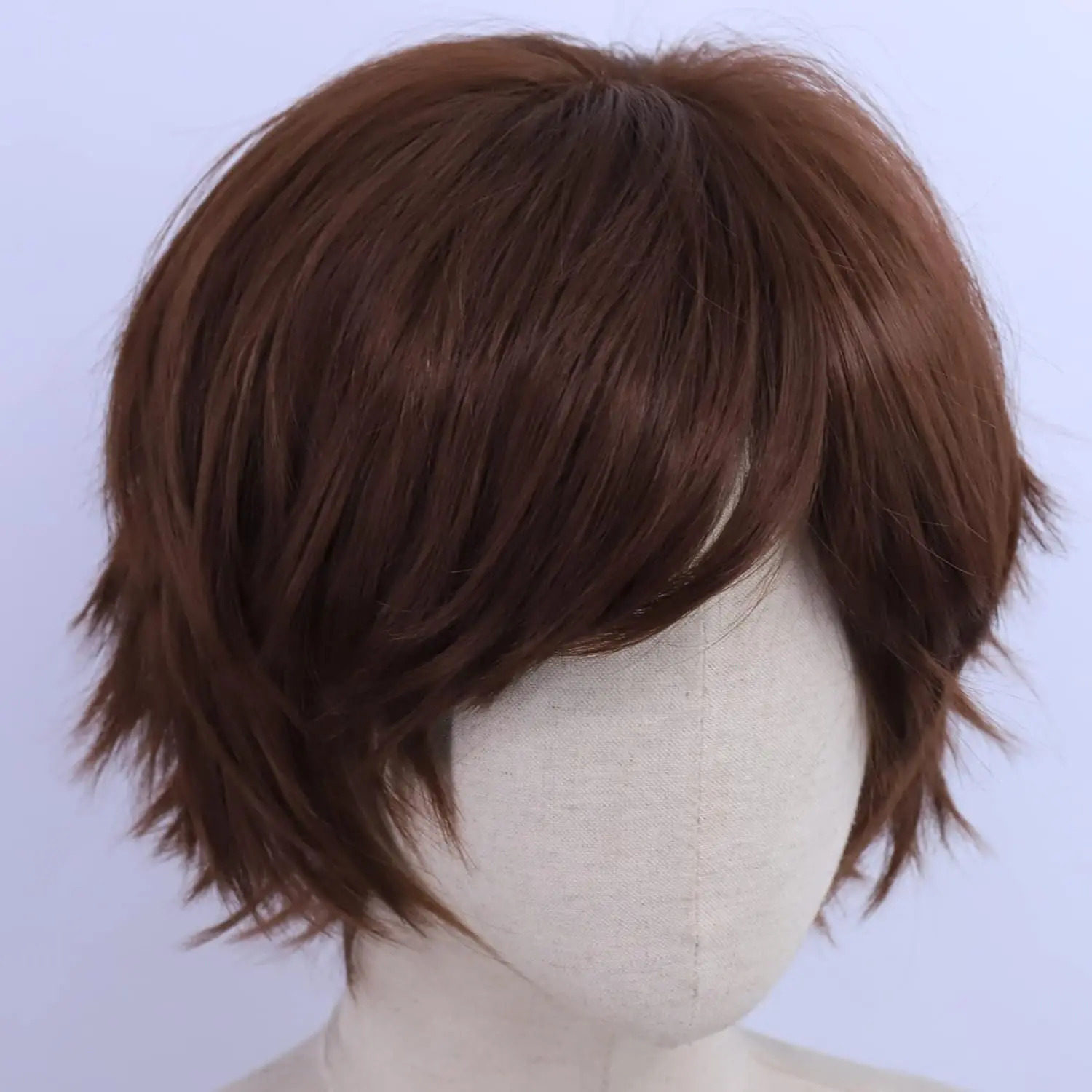 Short Layered Brown Cosplay Wig for Men/Women Heat Resistant Synthetic Wigs for Anime Con Party Costume 260922 - view 3