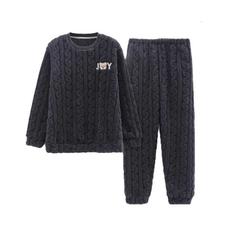 Lounge Women's Sleep Autumn and Winter New Men's Coral Fleece Thermal Underwear Pajamas Homewear Suit Teenagers Thickened Facecloth Pajamas  - view 6
