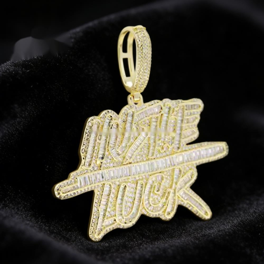 New Hip-hop Lucky Letter Pendant Full Moissaniteium Unisex Rap Jewelry Electroplated with Real Gold Wholesale Available. - view 5