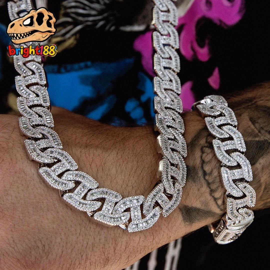 New Arrived Iced Out Bling Hip Hop Jewelry Cubic Moissaniteia Hip Hop Men Necklace