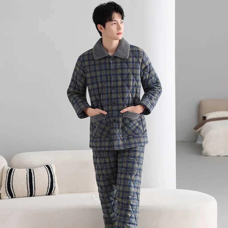 Sleep Lounge Women's Men's Thickened Winter Sleepwear Coral Fleece Pure Cotton Three-Layer Flannel Leisure Home Clothes Long Sleeve Pants Co - view 5