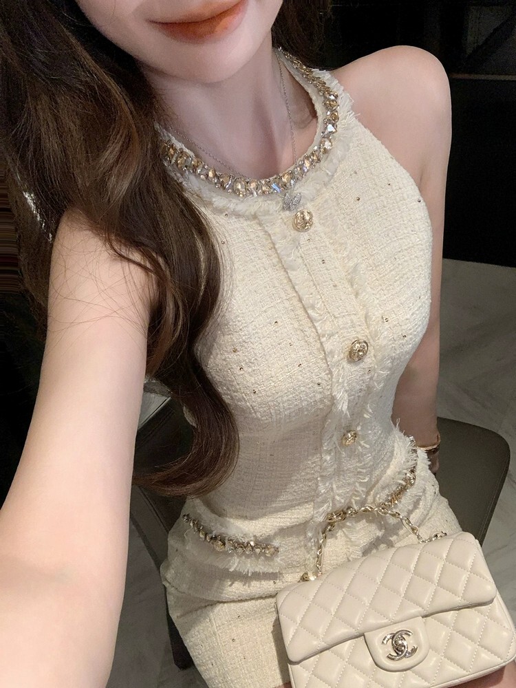 Elegant Pure Desire High-End Sleeveless Neck Hanging Dress Women's Design Short Skirt Vest Summer Commute Korean Style - view 5