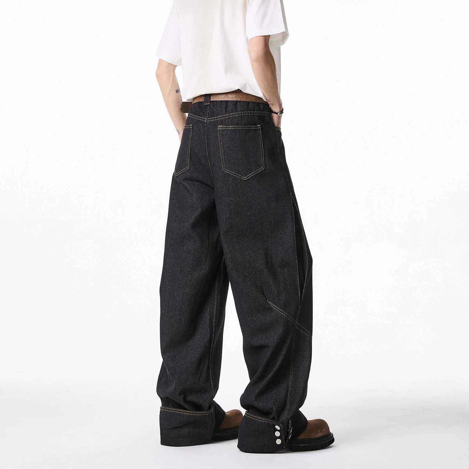 Men's Jeans Floor jeans men Wide Leg Denim Pants Baggy Low Waist Boyfriend Jeans Personality design Loose Fit Jeans Cyber Grunge Streetwear H2609 - view 6