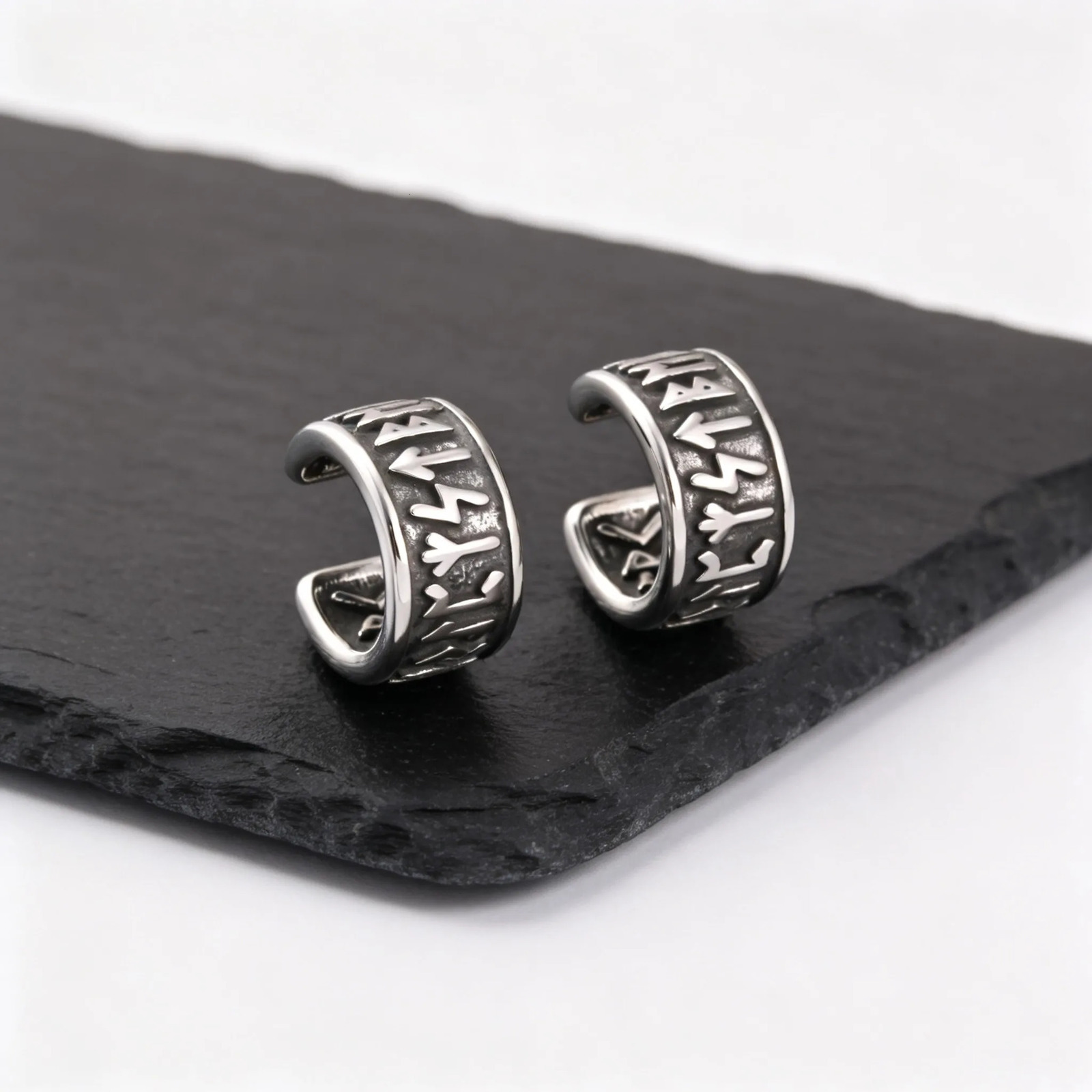 Vintage Punk Viking Clip Earrings for Men Boys Anti Allergy Stainless Steel No Pierced Ear Bone Cuff Birthday Father Gift 260910 - view 6