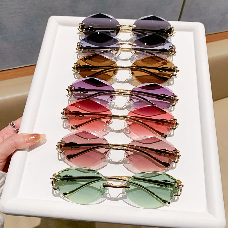 High-End Designer Sunglasses Leopard Head Frameless Oval Personality European And American Internet Celebrity Women's Sun Protection High-End Sun - view 4