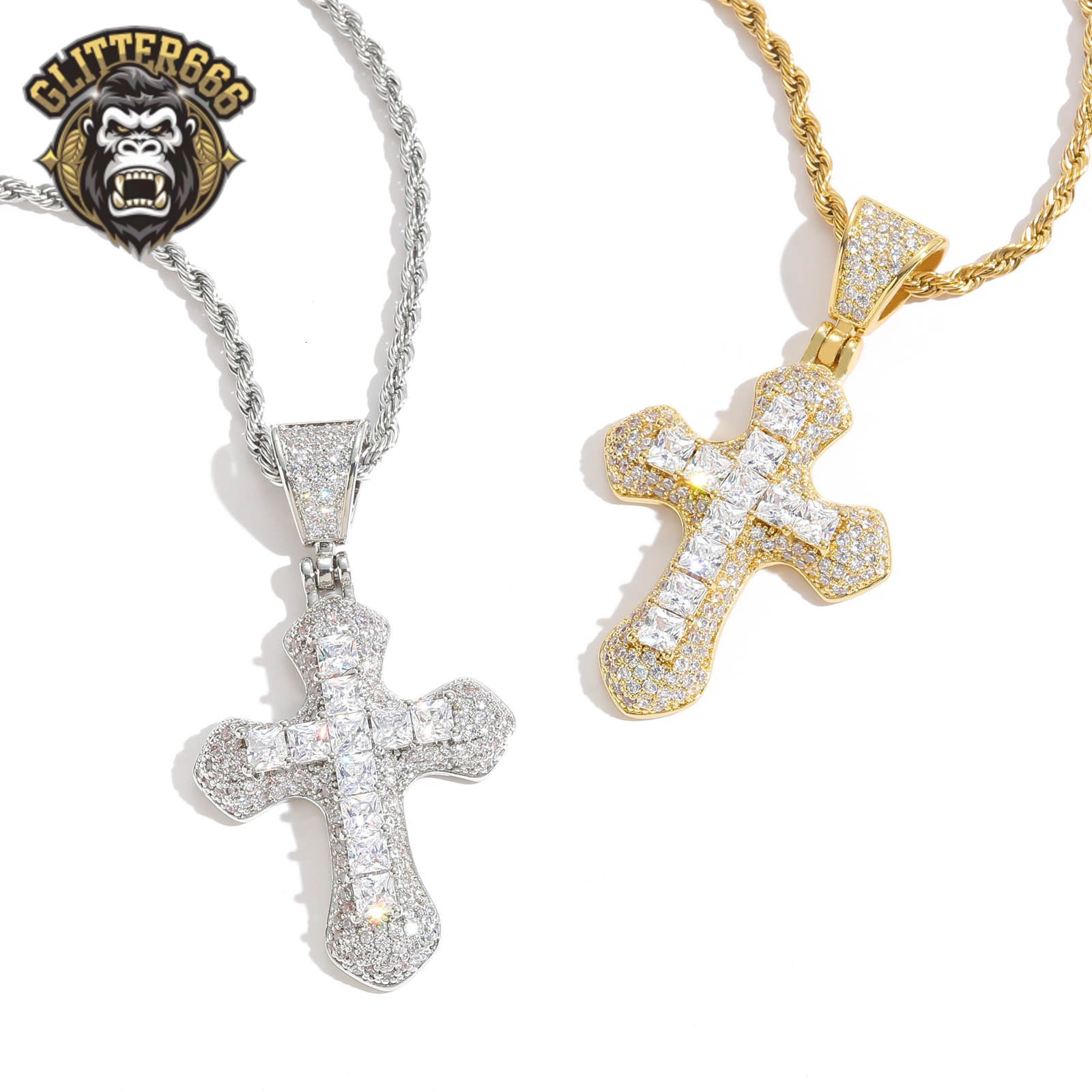 Hip Hop Jewelry vvs Moissaniteia Cross Pendant Simple Men and Women Trend Hip-hop Necklace Pendant Personality