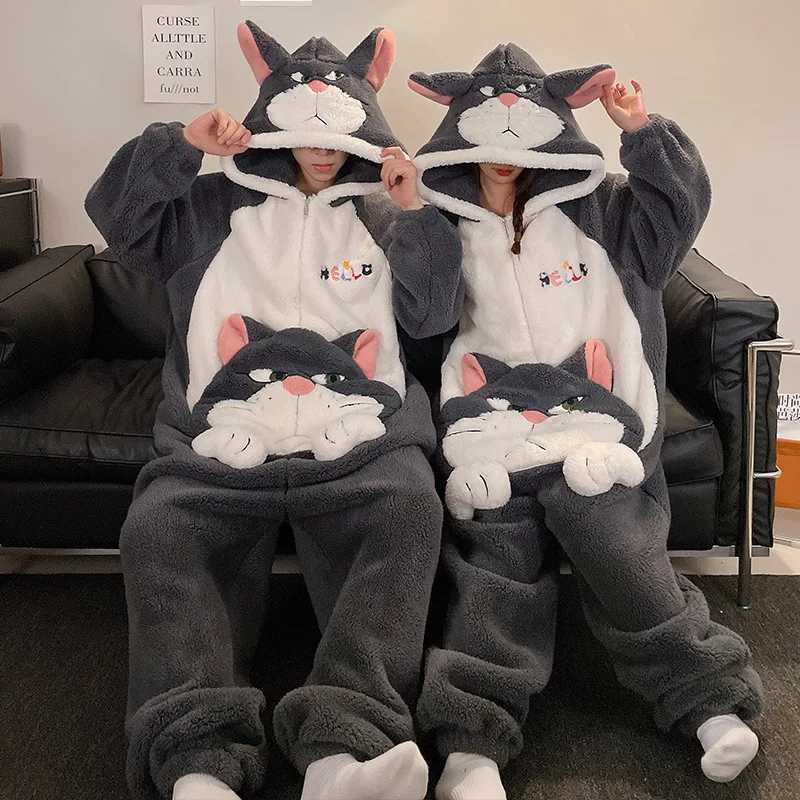 Sleep Lounge Women's Christmas Pajamas Flannel Women Anime Onesies Adults Animal Overalls Thicken Homewear Men Warm Winter Sleepwear Fleece Jumps - view 3