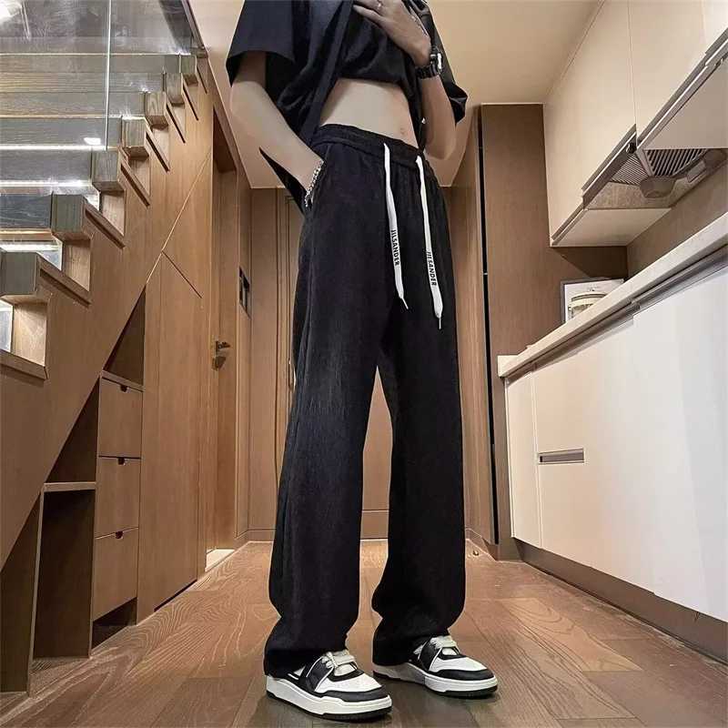 Men's Jeans 2026 New Men's Texture Draped Ice Silk Pants Casual Straight-Leg Drawstring Baggy Sweatpants Y2K Vintage Streetwear Trousers H26 - view 4