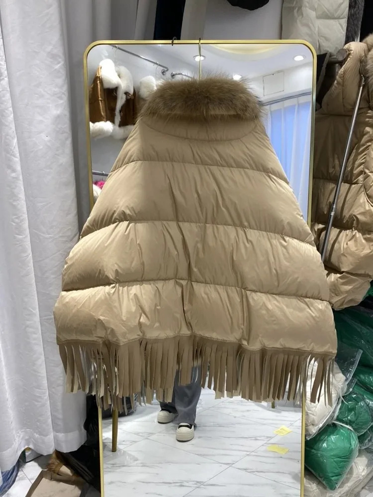 European Fashion Goose down Winter Jacket for Women Raccoon Fur Collar Trendy Streetwear Cloak Coat 2026 260924 - view 4