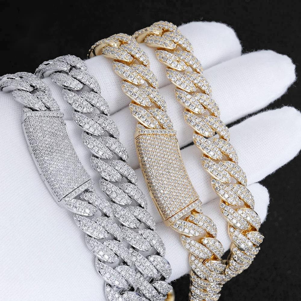 2026 new style Hip Hop Jewelry Silver Sparkling Diamond Cuban Link Chain Curved Clasp Design Full Diamond Cuban Chain Necklace for Men - view 3