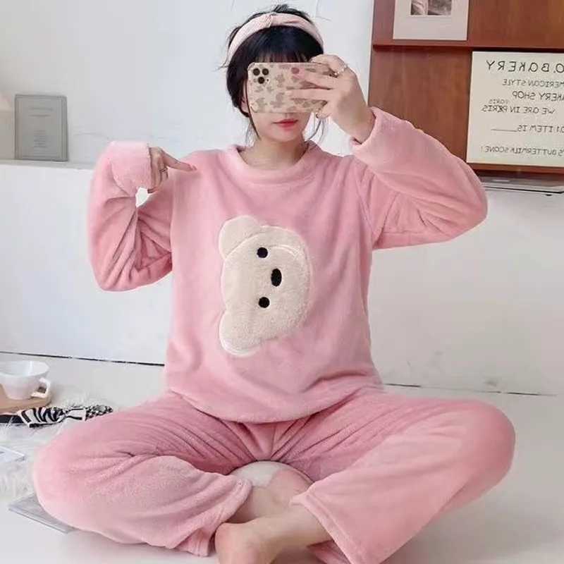 Women's Sleep Lounge Autumn and Winter Coral Velvet Pajamas Homewear Suit New Ladies Thickened Warm Flannel Homewear Students Padded Pajamas Home - view 5