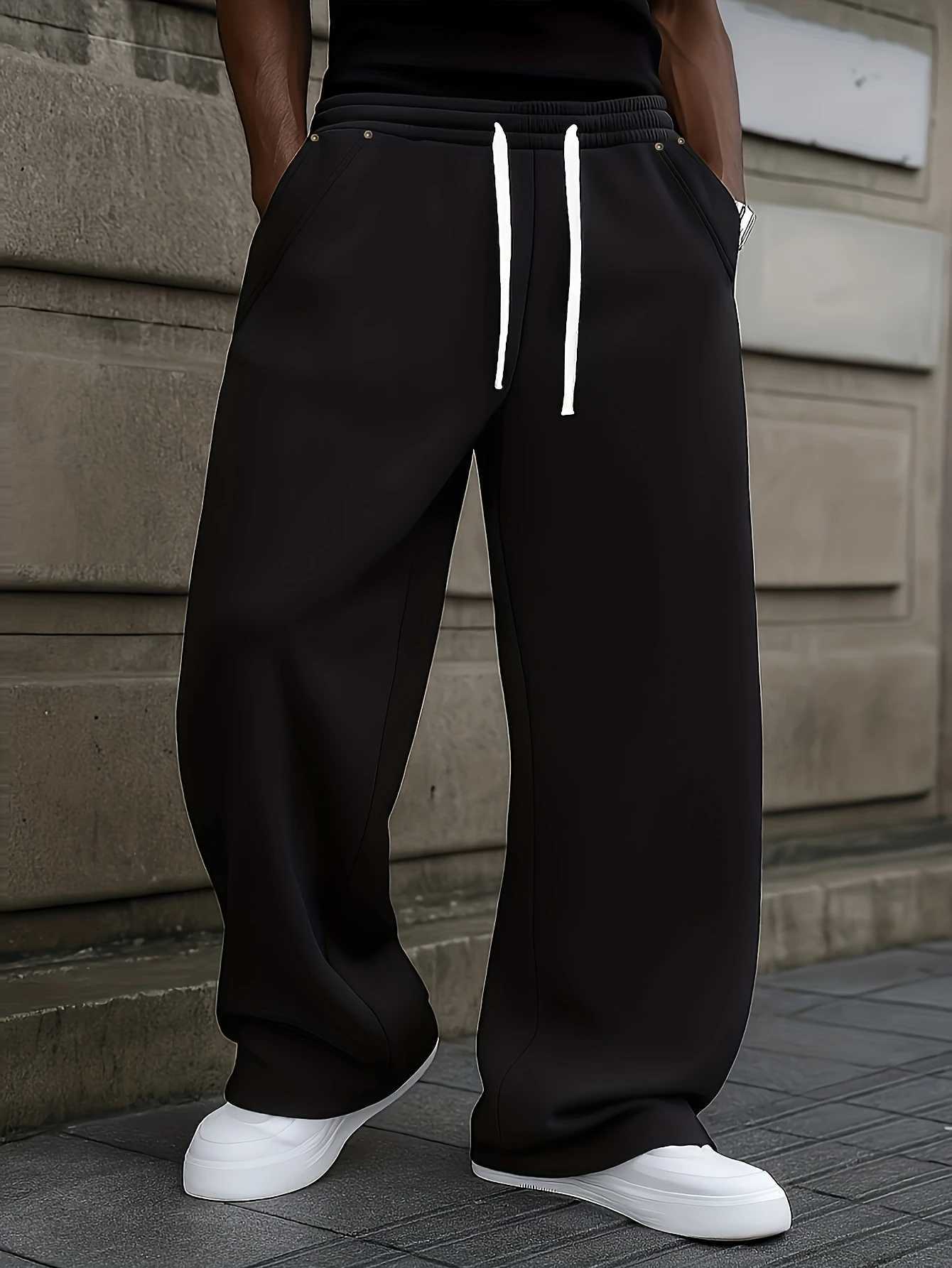 Men's Pants Spring Summer Loose Men'S Elastic Waist Wide Leg Athletic Pants Autumn Wear D260924