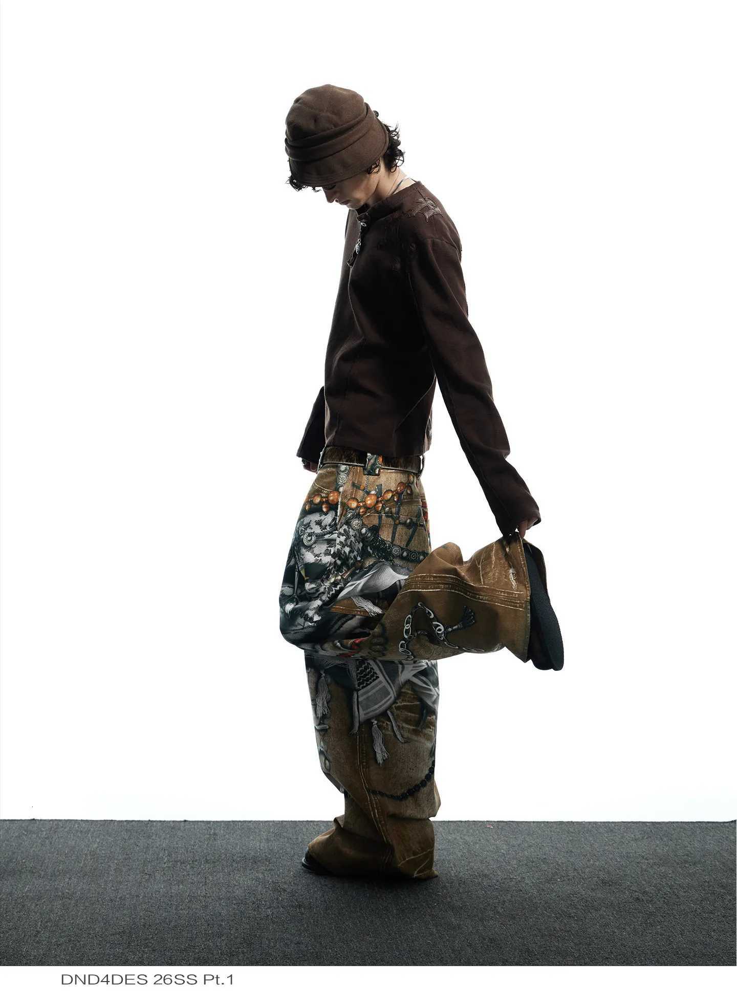 Men's Jeans Men Jeans Y2k Gyaru Punk Oversize 3D Print Denim Pants Vintage Hiphop Grunge Baggy Denim Trousers Alternative Clothes H260924 - view 7