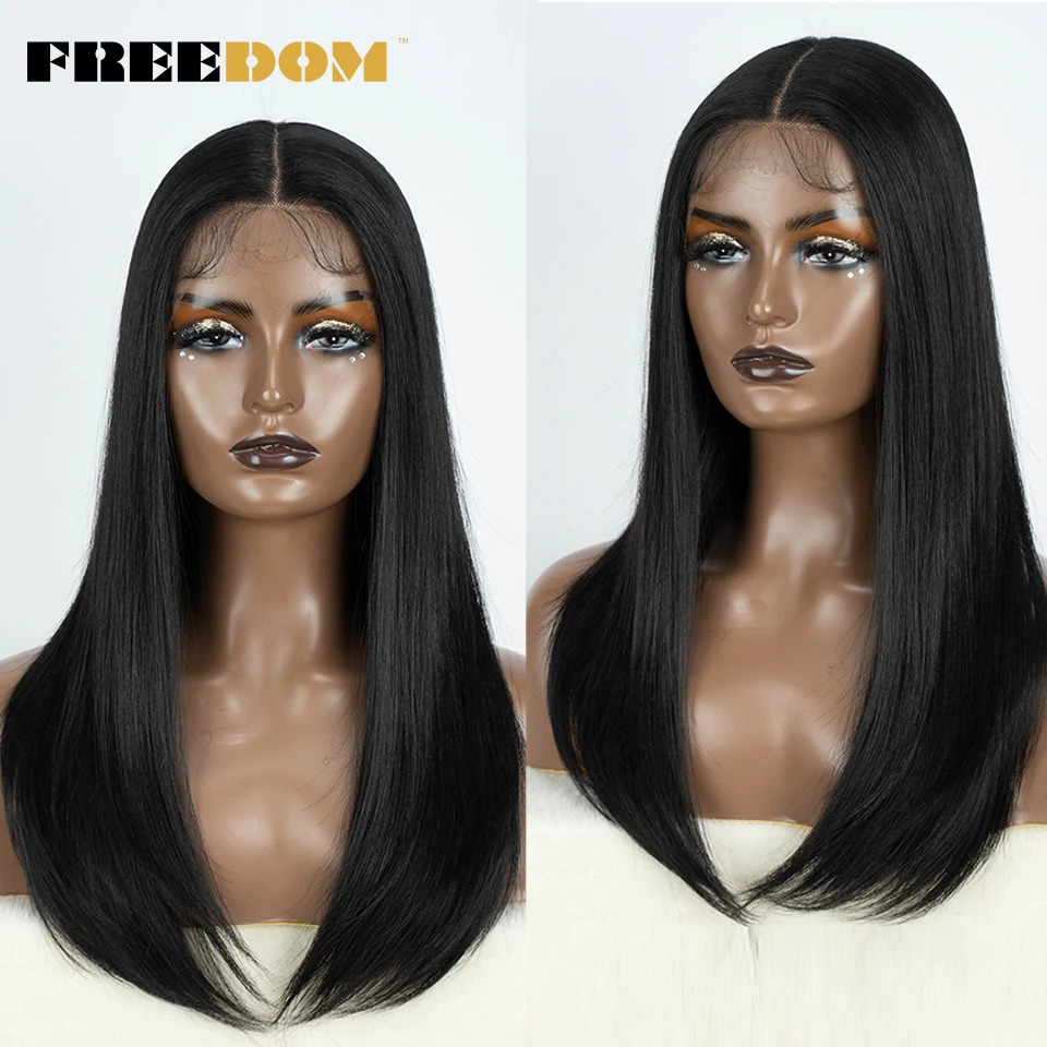 FREEDOM Hair Synthetic Lace Front Wigs For Black Women Straight Bob Wigs 22 inch Easy Wear Ombre Brown Blonde Wig Cosplay Wig 260922