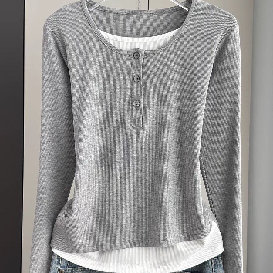 Women's Loose Long Sleeve T-Shirt Thin Base Layer Shirt Inner Wear Spring Summer Autumn Seasonal Top Casual Fashion Basic Design