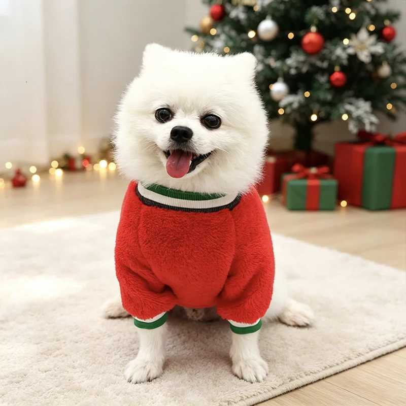 Sleep Lounge Women's Christmas Coral Fleece Dog Sweater Xmas Tree Reindeer Pattern Warm Pet TwoLegged Clothes for Small Medium Dog CatC260924 - view 7