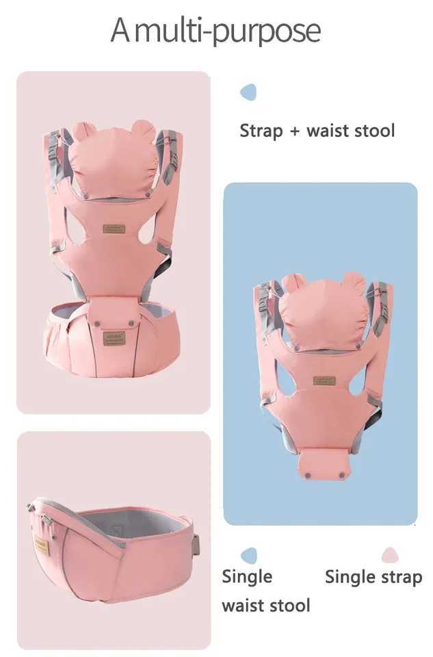 Backpacks Carriers Slings 3 IN 1 Baby Hipseat Carrier Backpack Straps for Infant Toddler 0-36M Ergonomic With Windproof Hat for Winter Luminous Strips - view 7