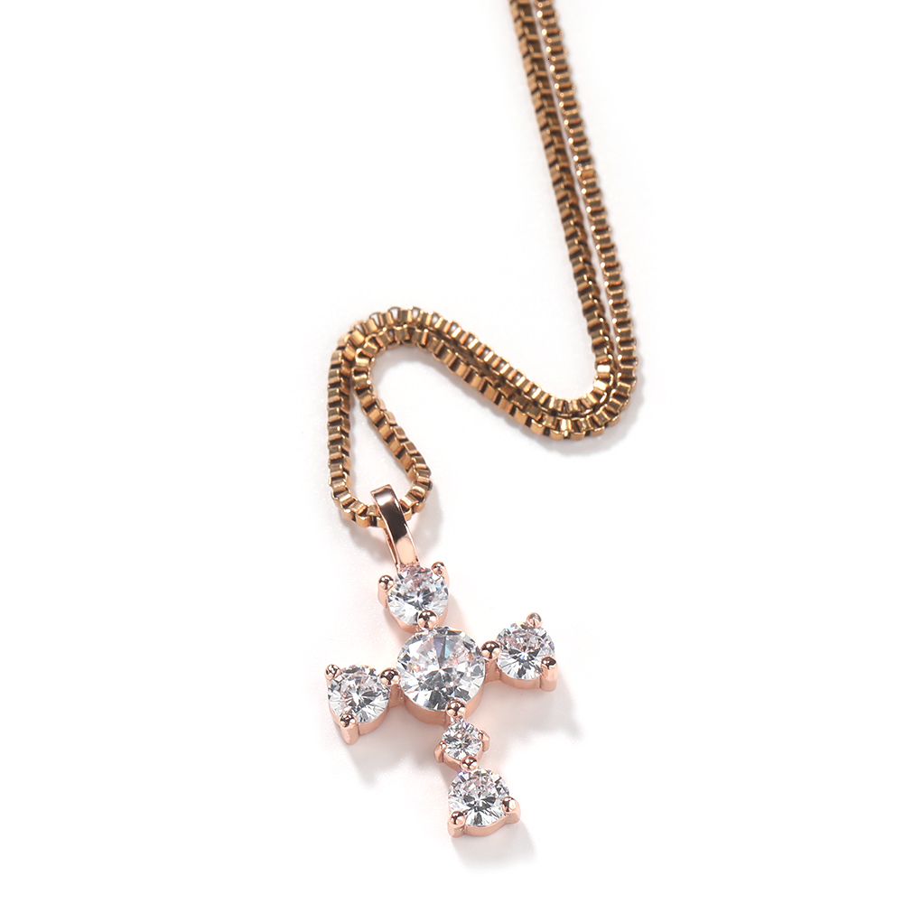 S925 Silver Cross Pendent Necklace Sterling Silver 925 Jewelry Fine Jewelry Cross Round Diamond Hip Hop Jewelry - view 3