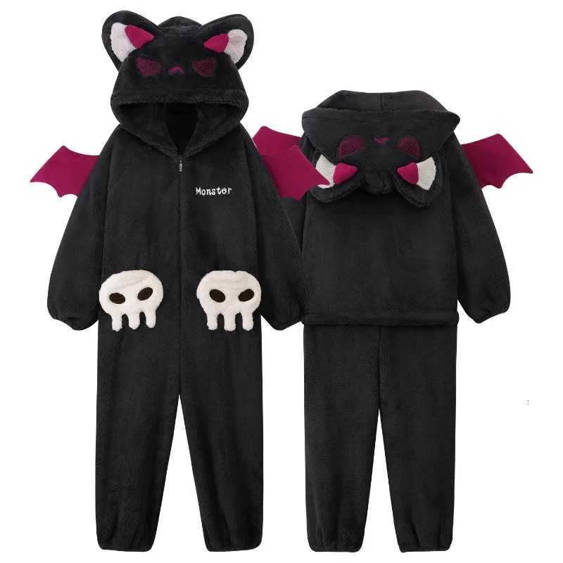 Lounge Women's Sleep Cartoon Devil Pajamas Couples Women Men Onesie Sleepwear Winter Thicken Hooded Loungewear Coral Fleece Homewear Pijama Disfr - view 6